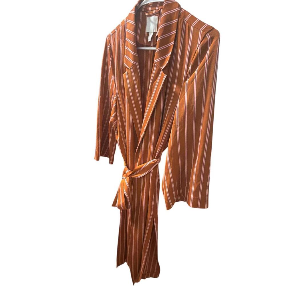 H&M‎ striped long straight cut duster Coat - Picture 3 of 4